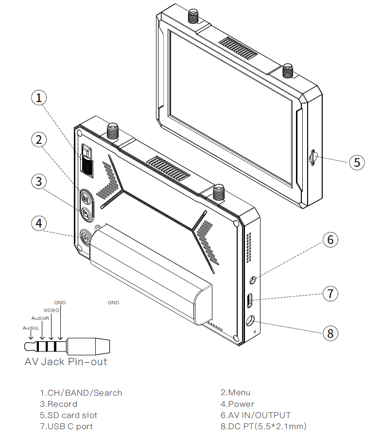 Monitor SKYZONE 5 inch M5 FPV with DVR