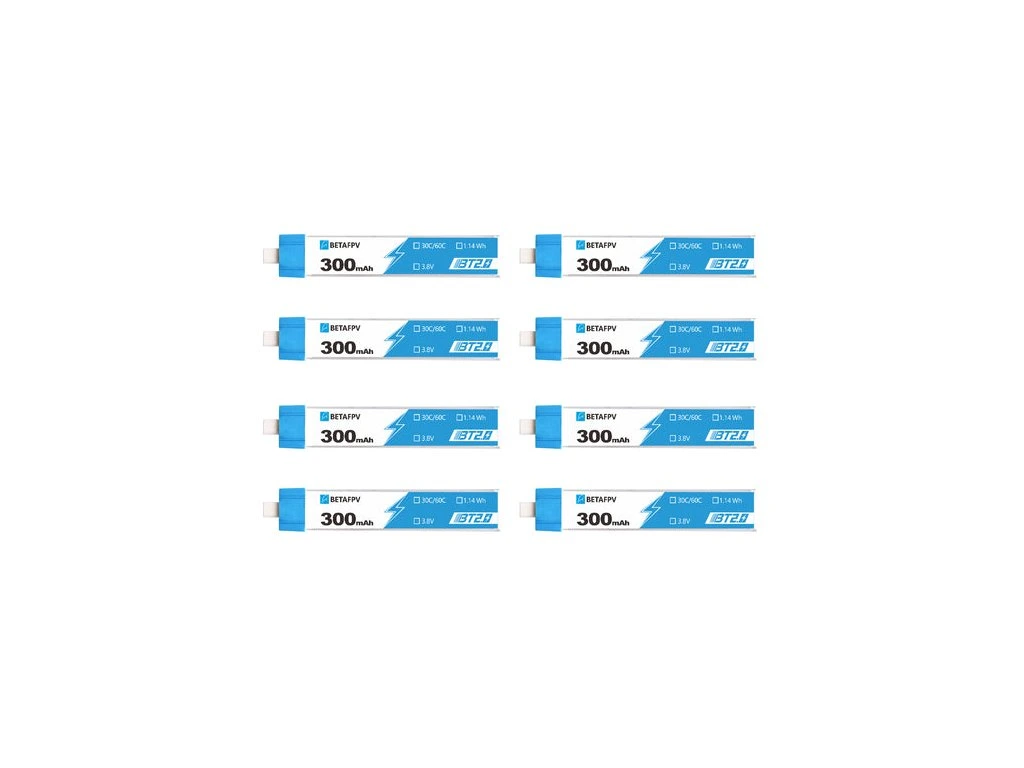 Battery BETAFPV LiHv 1S 4.35V 300mAh 30C HV BT2.0 (8pcs)